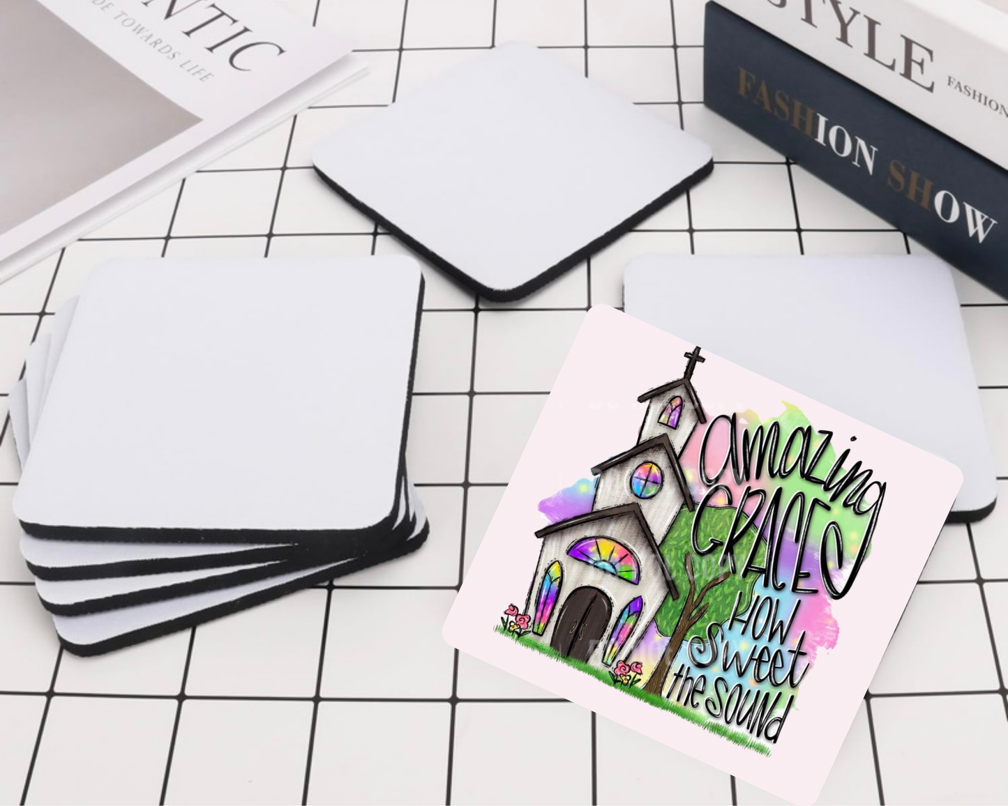 Amazing Grace How Sweet the Sound Desk Coaster