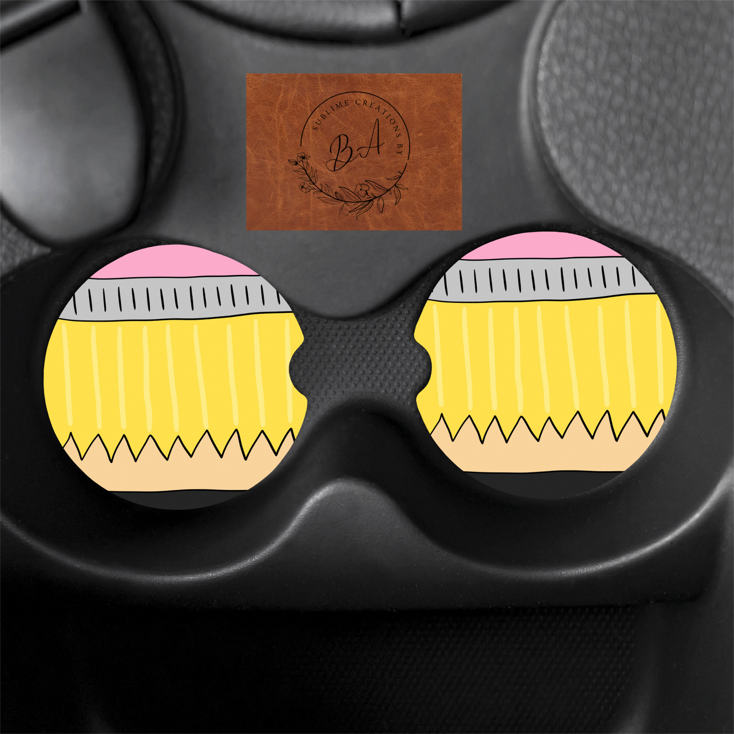 Pencil Teacher  Seamless Print Car Coaster Set