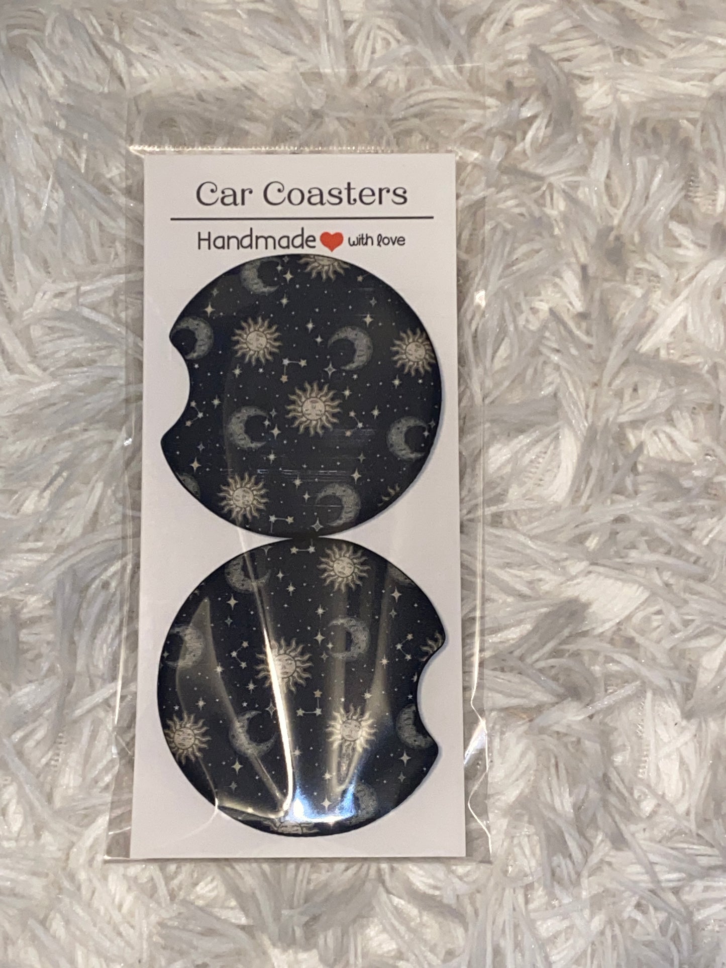 Sun & Moon Seamless Print Car Coaster Set