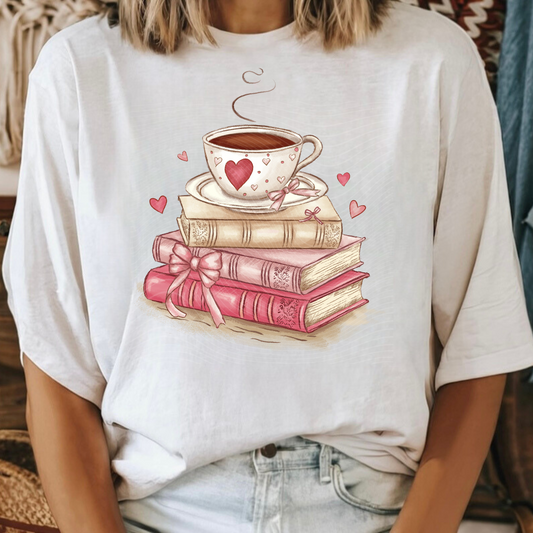 Valentine Book & Coffee DTF Print Only