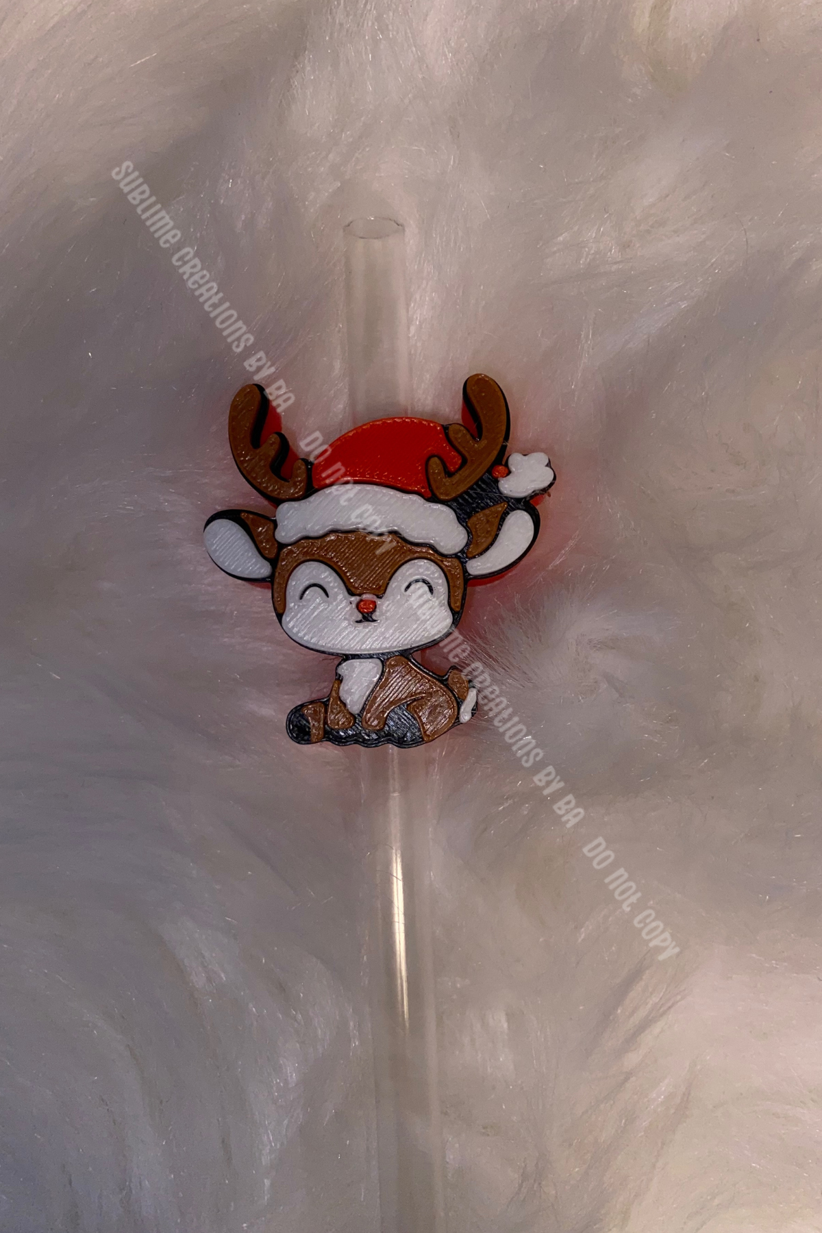 Christmas Reindeer 3D Straw Topper