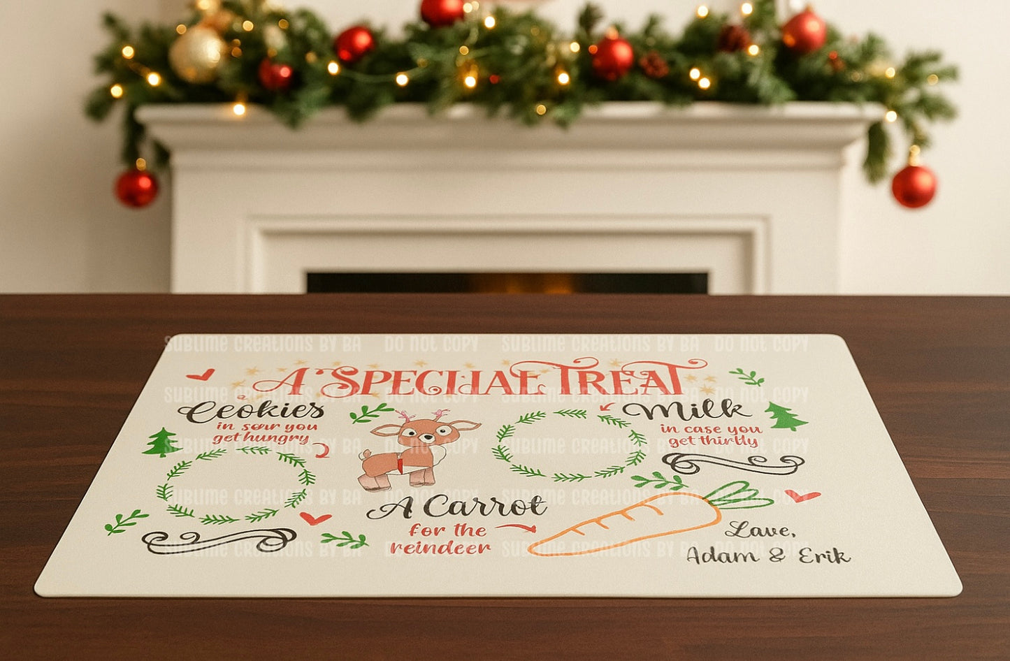 Personalized Santa Treat Placemat for Milk & Cookies