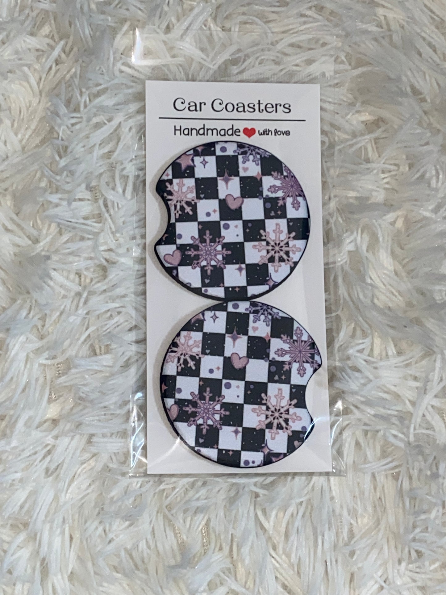 Snowflake Print Car Coaster Set