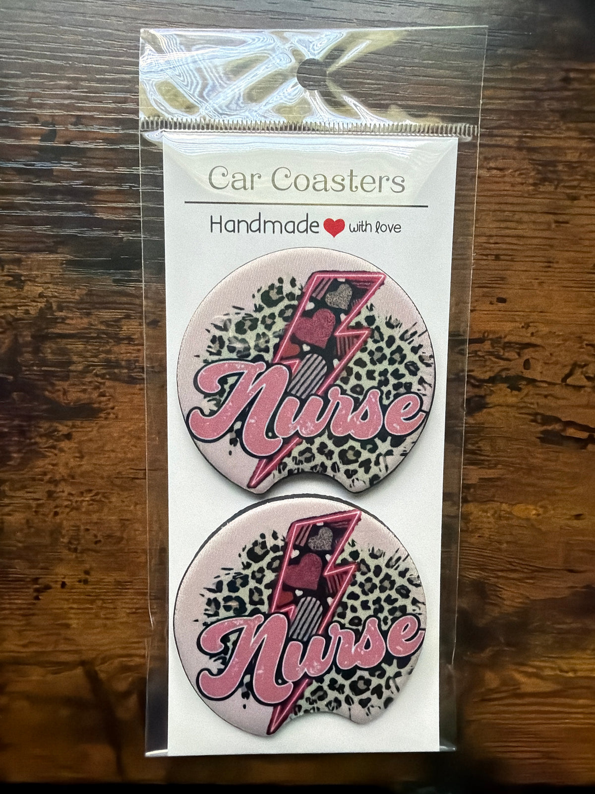 Nurse Leopard Print Car Coster Set