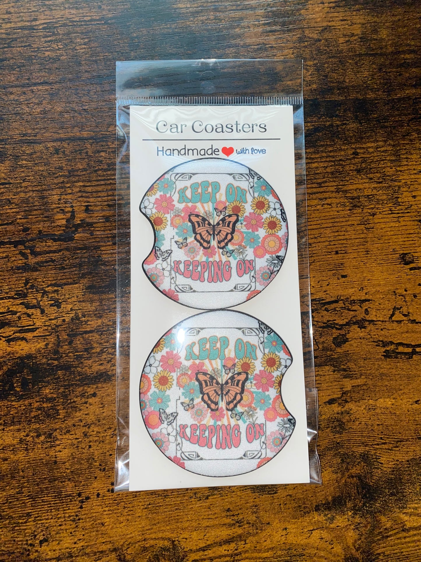 Keep on Keeping On Print Car Coaster Sets