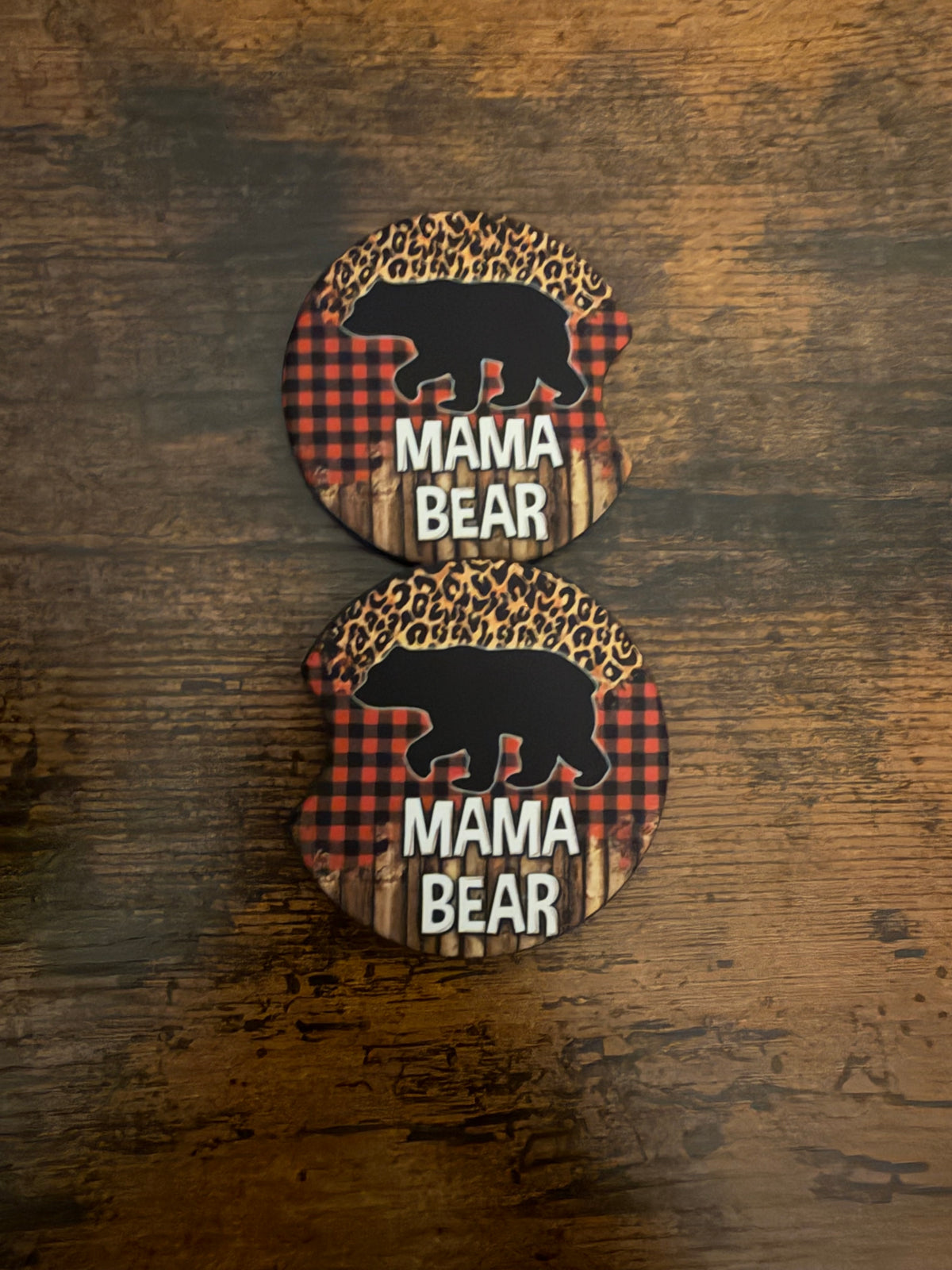 Mama Bear Seamless Car Coaster Set