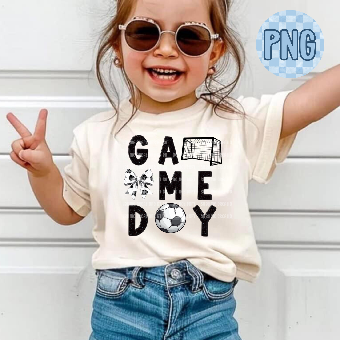 Game Day Glittered Soccer PNG Digital File ONLY