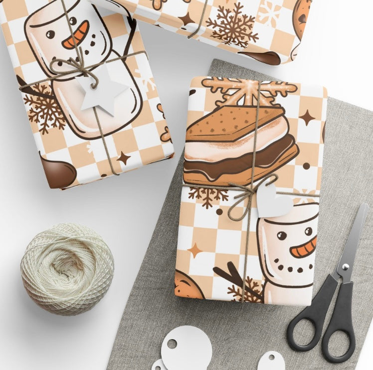 Festive Wrapping Paper- Snowman S'mores
