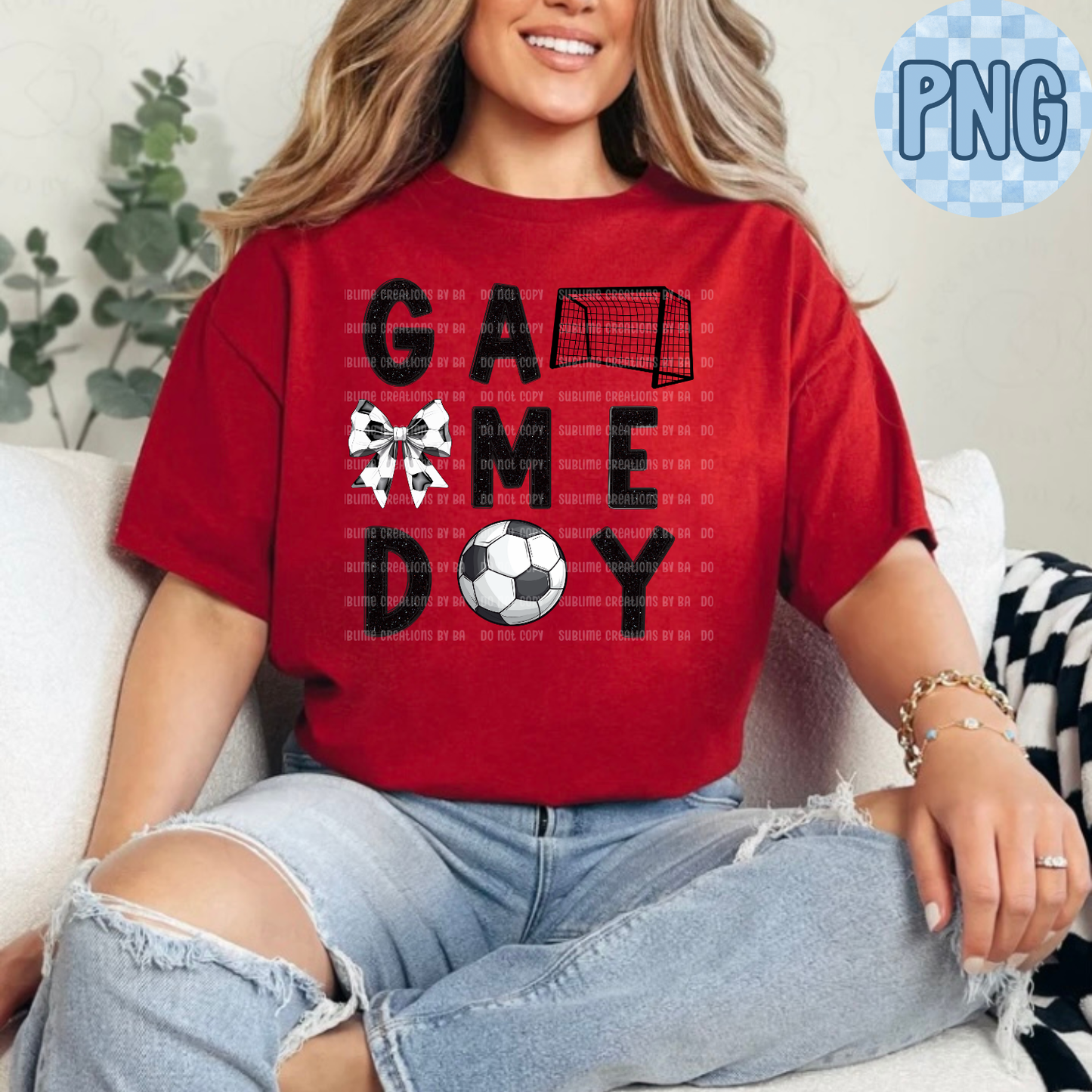 Game Day Glittered Soccer PNG Digital File ONLY
