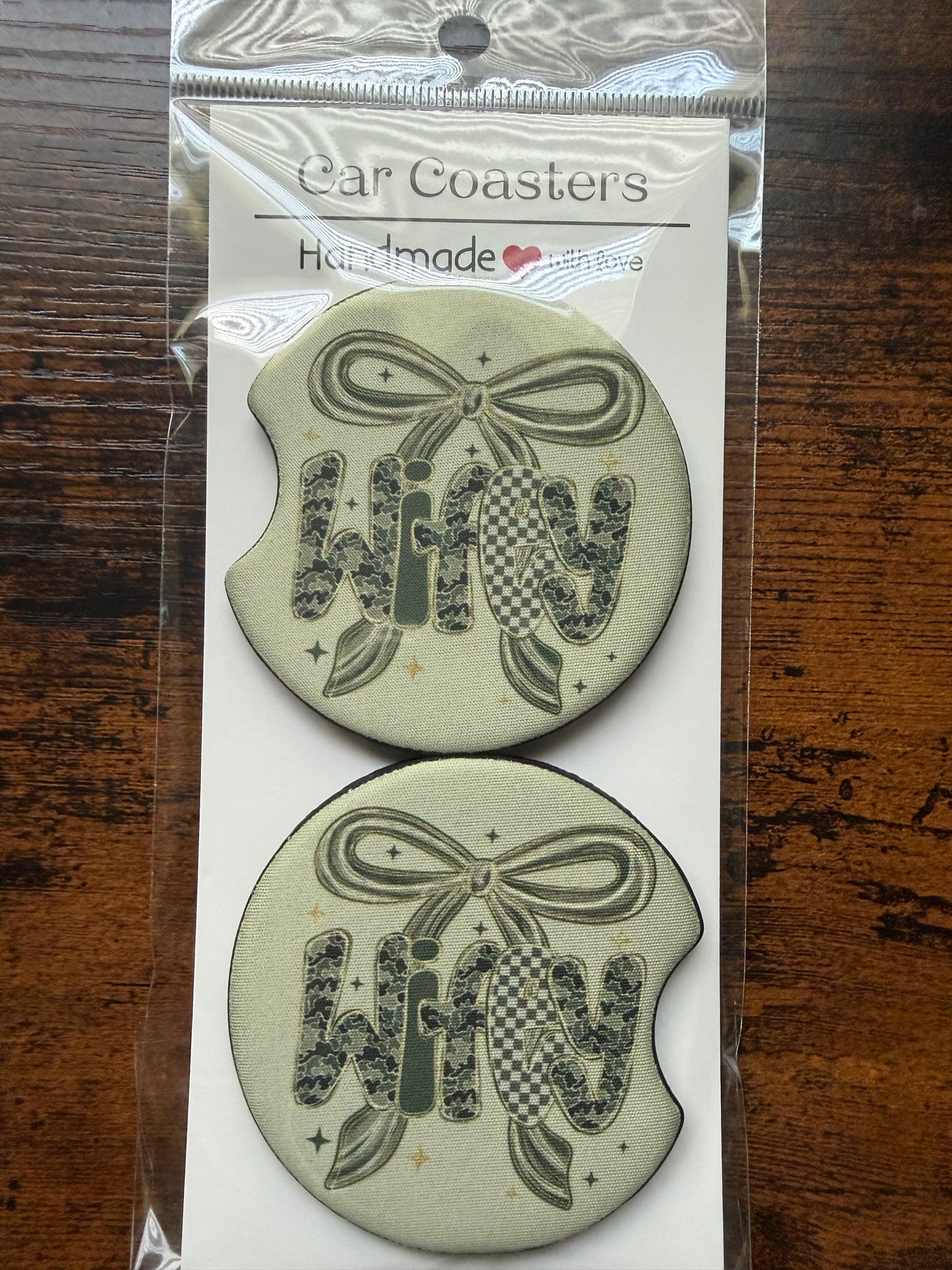 Coquette Hunting Wifey Camo Seamless Car Coaster Sets