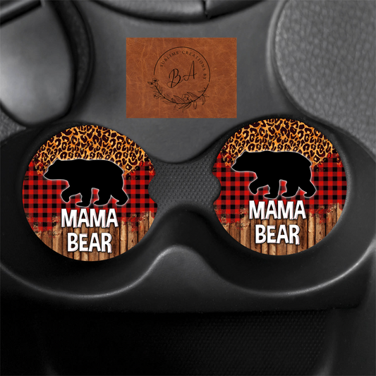 Mama Bear Seamless Car Coaster Set