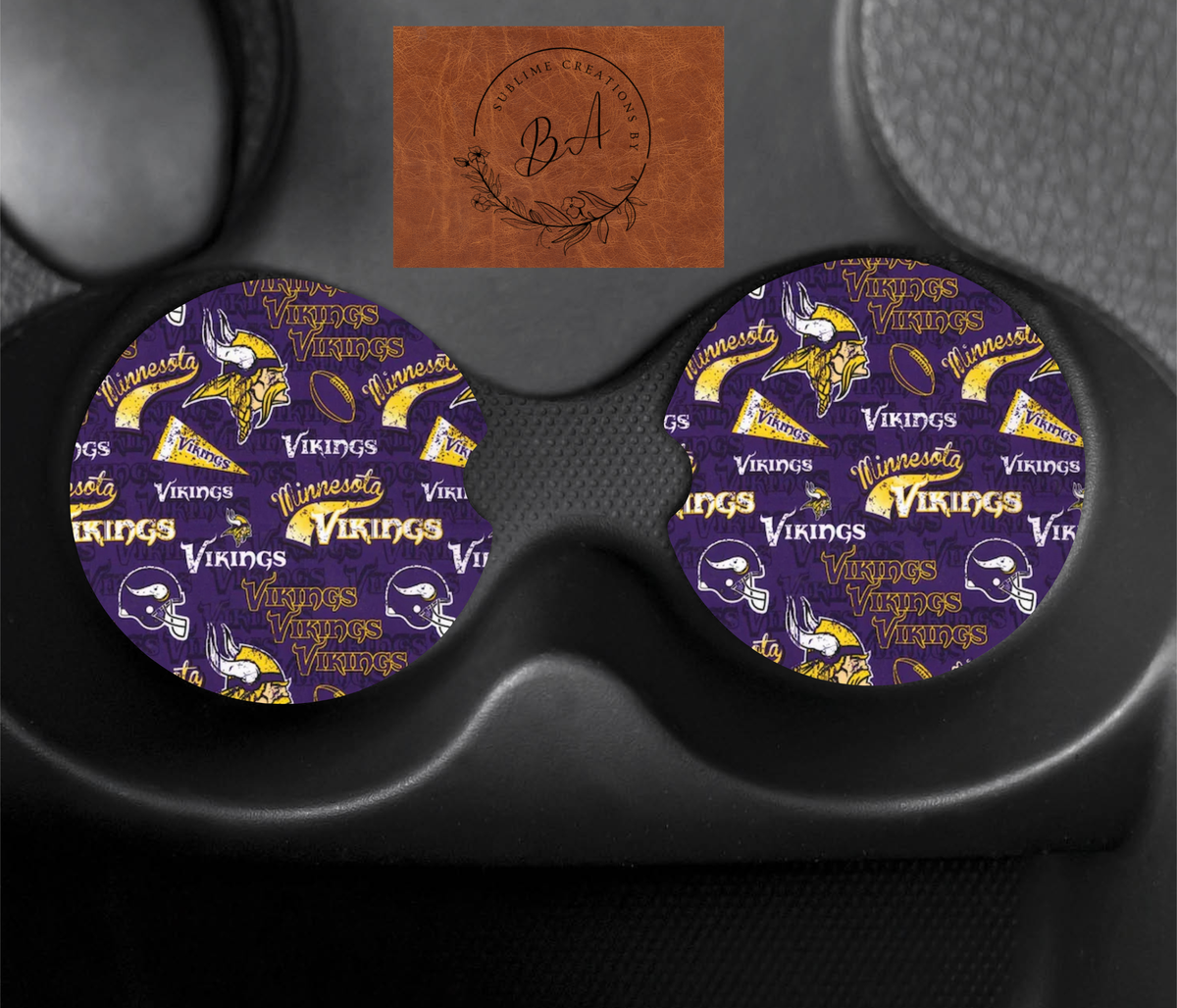 Vikings Print Car Coaster Set
