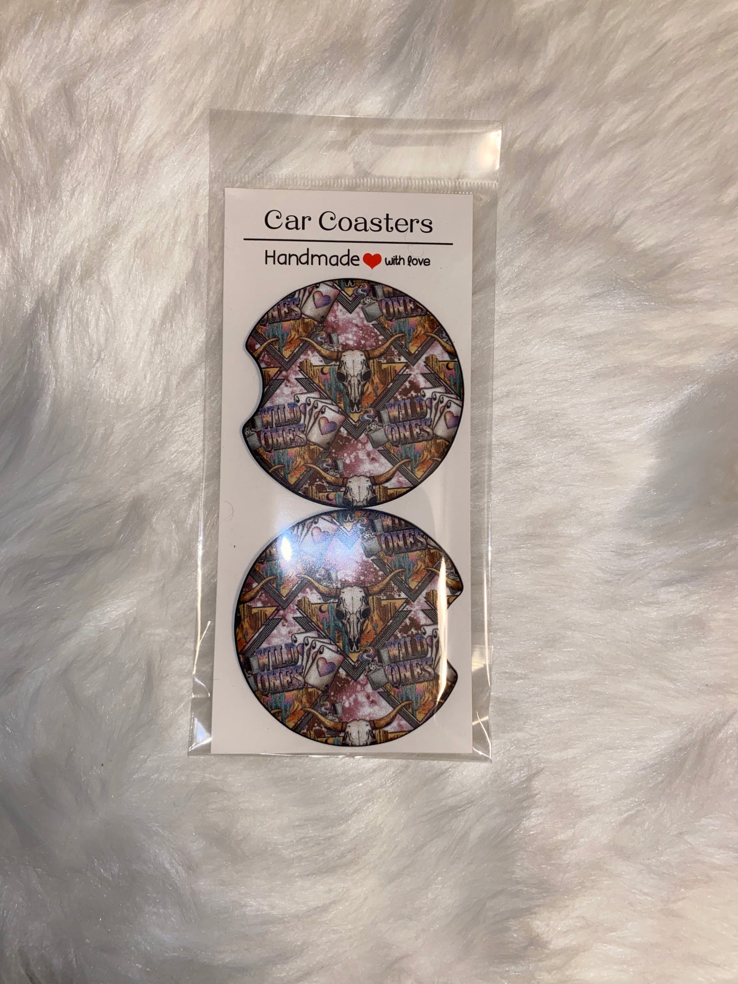 Wild Ones Print Car Coaster Set