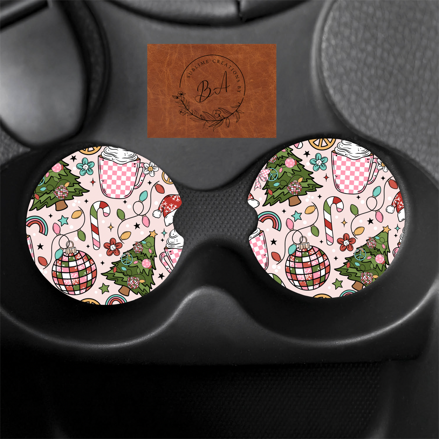 Very Merry Print Car Coaster Set