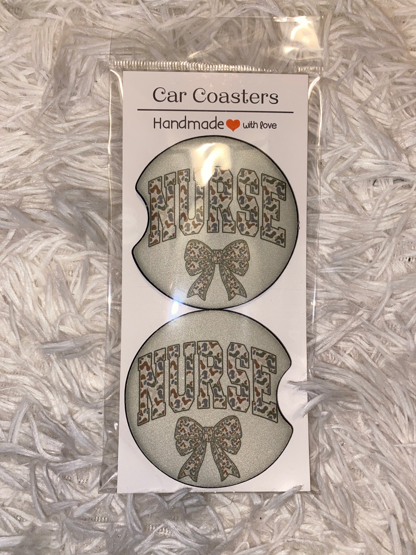 Nurse Camo Print Car Coaster Set