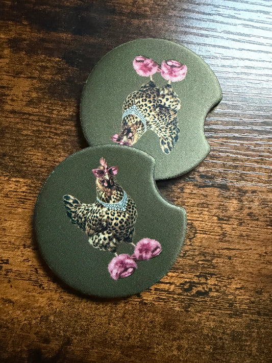 Leopard Chicken Car Coaster Sets