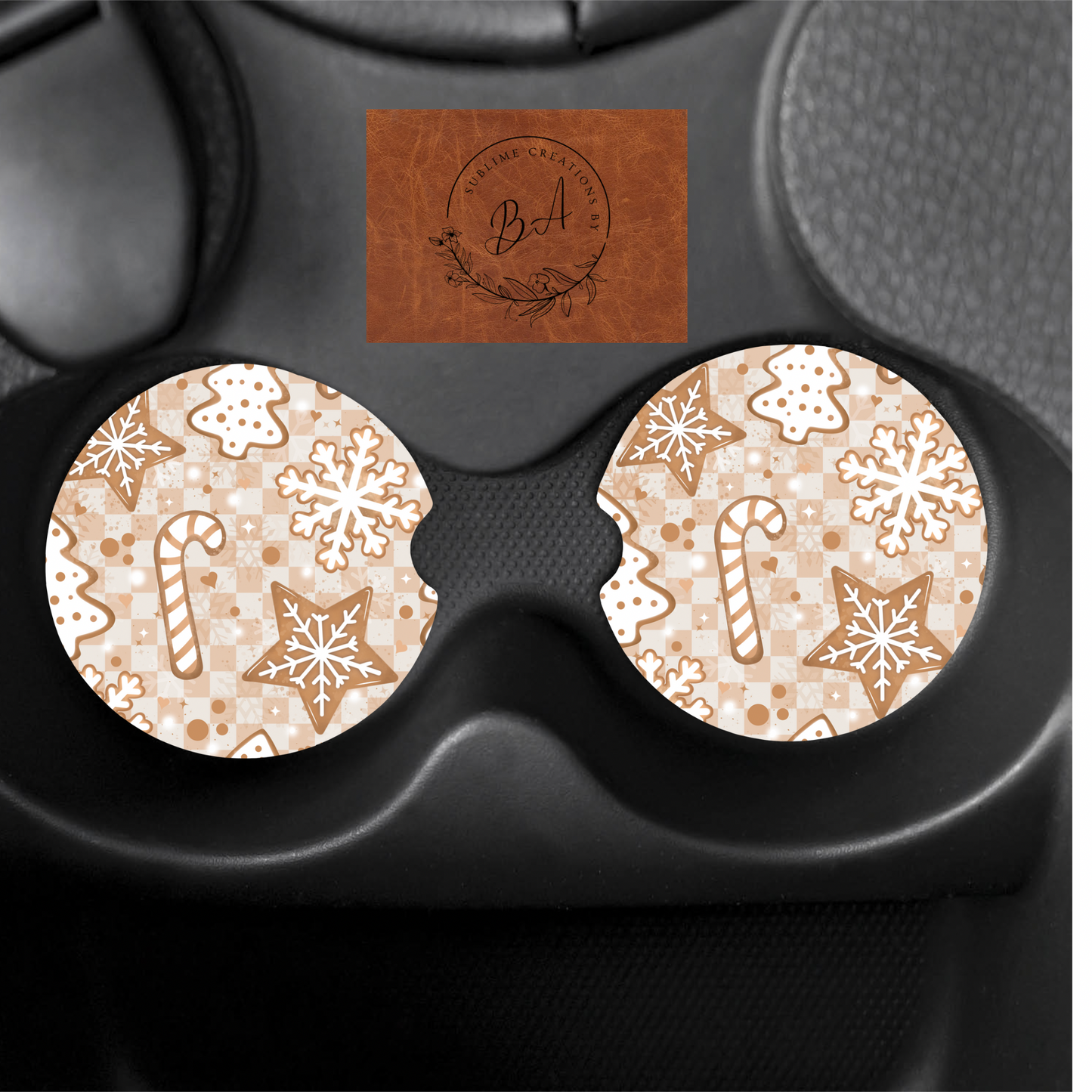 Cozy Season Print Car Coaster Set