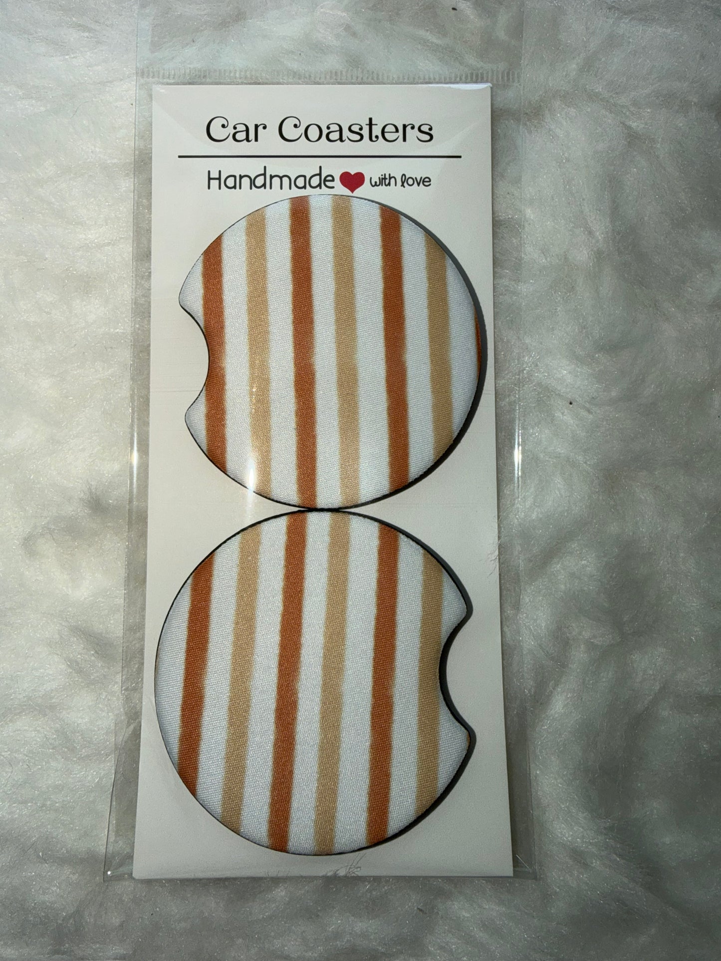 Peachy Stripes Coord Seamless Print Car Coaster Set