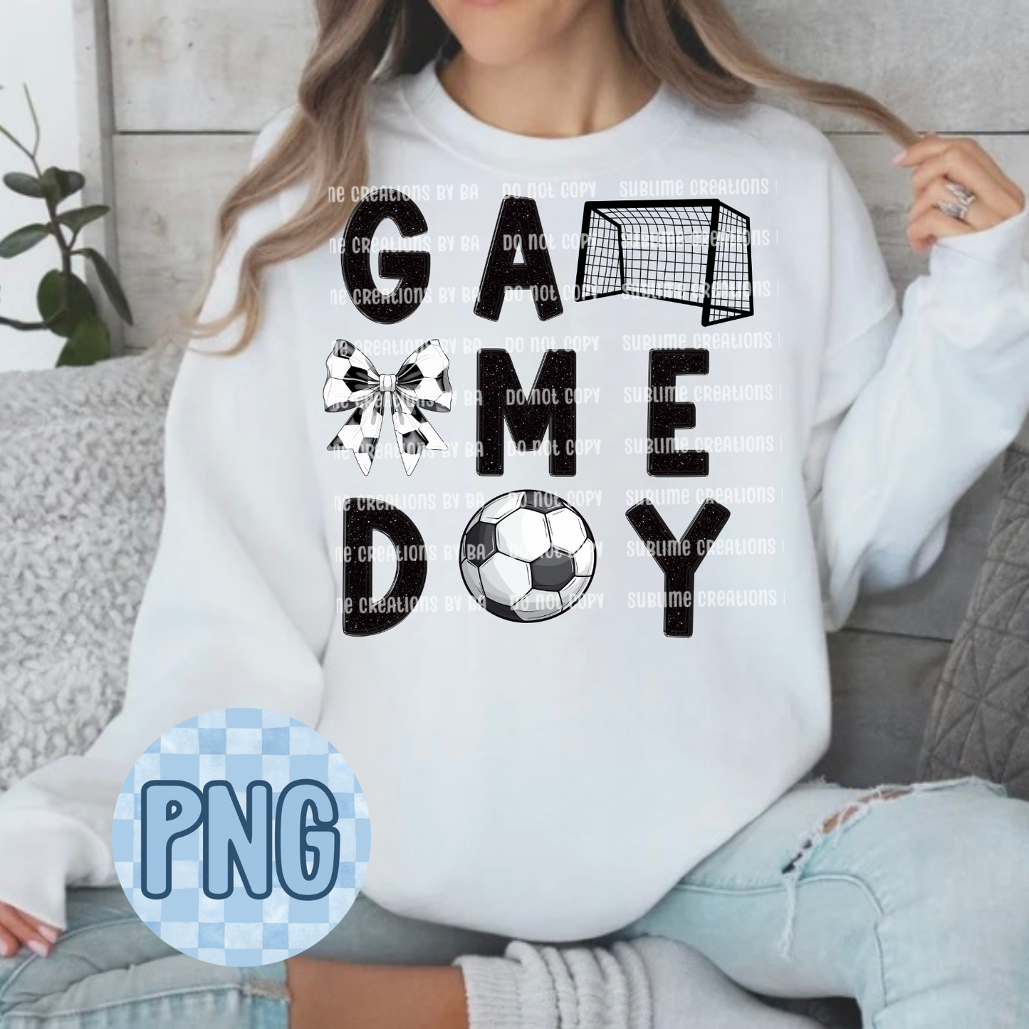 Game Day Glittered Soccer PNG Digital File ONLY