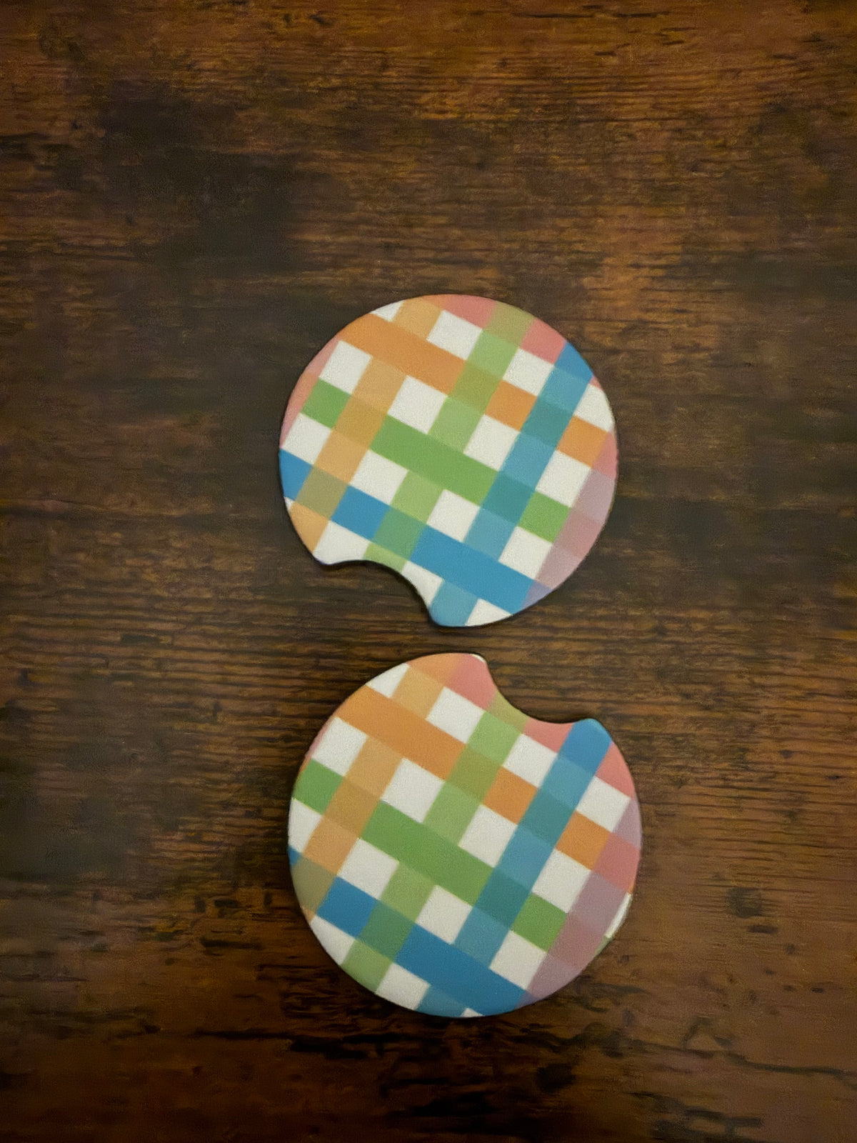 Colorful Plaid Car Coaster Set