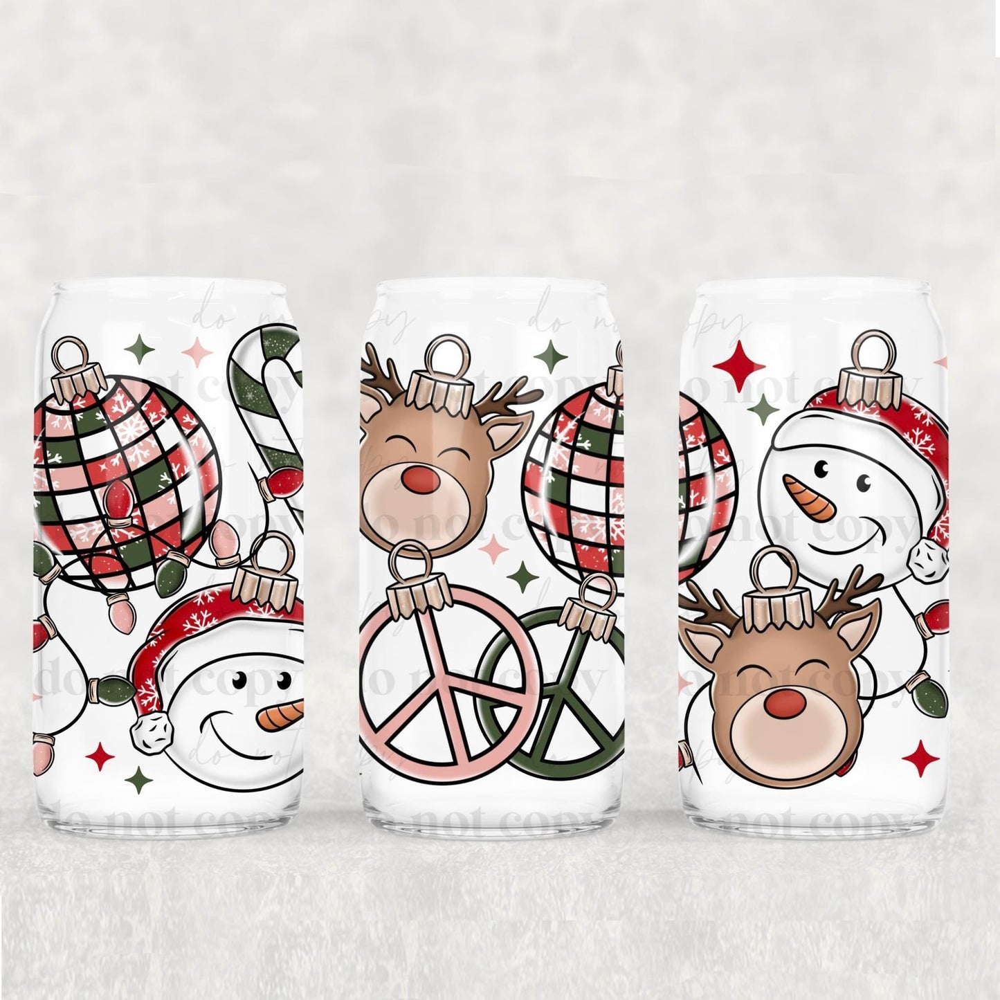 Winter/Christmas Frosted Libbey Cups