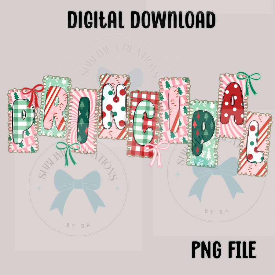 Custom Principal Christmas PNG Digital File ONLY