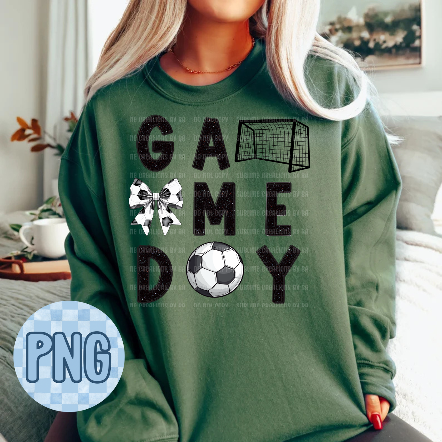 Game Day Glittered Soccer PNG Digital File ONLY