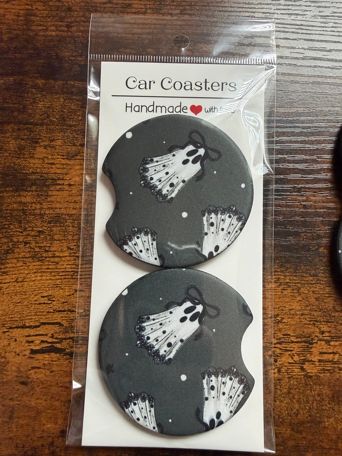 Boo Lace Ghost Car Coaster Set