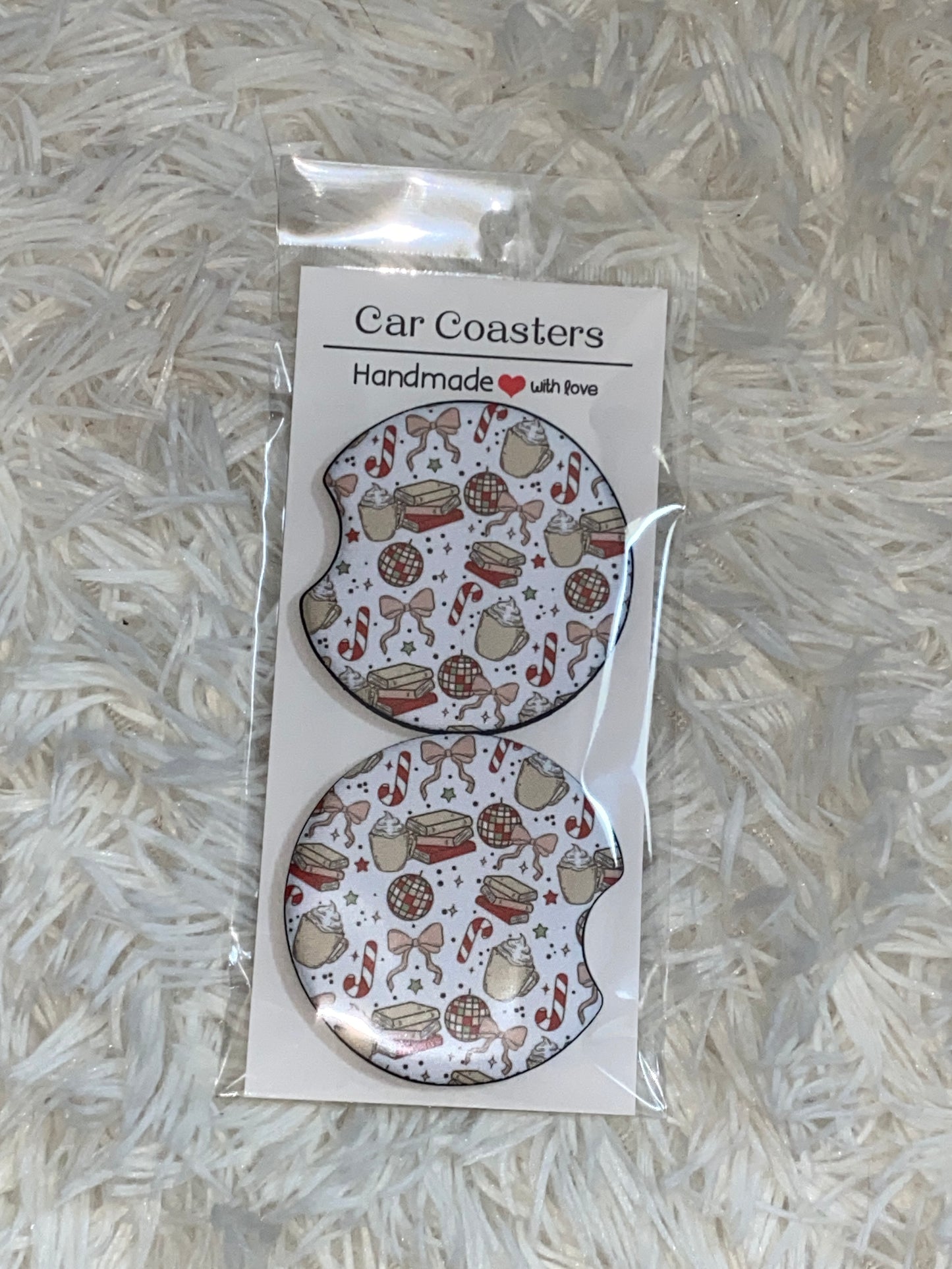 Christmas Books Print Car Coaster Sets