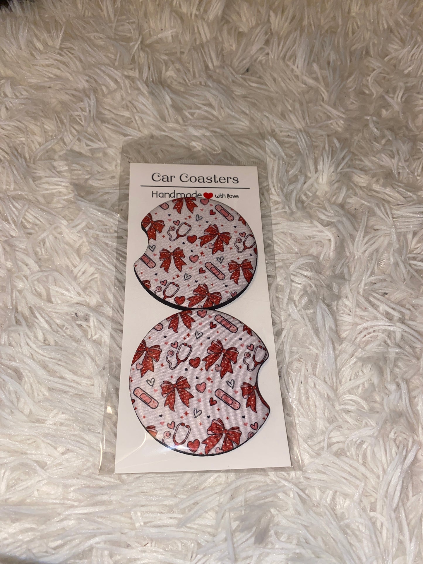 Healing Sweethearts Print Car Coaster Set