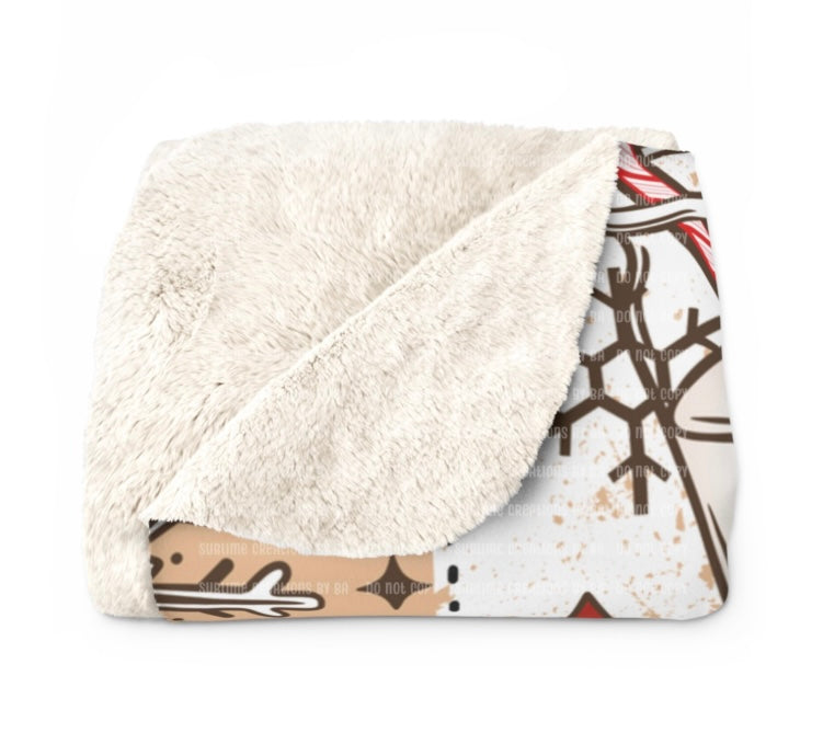 Snowman Smores Sherpa Blanket, Velveteen Plush Blanket