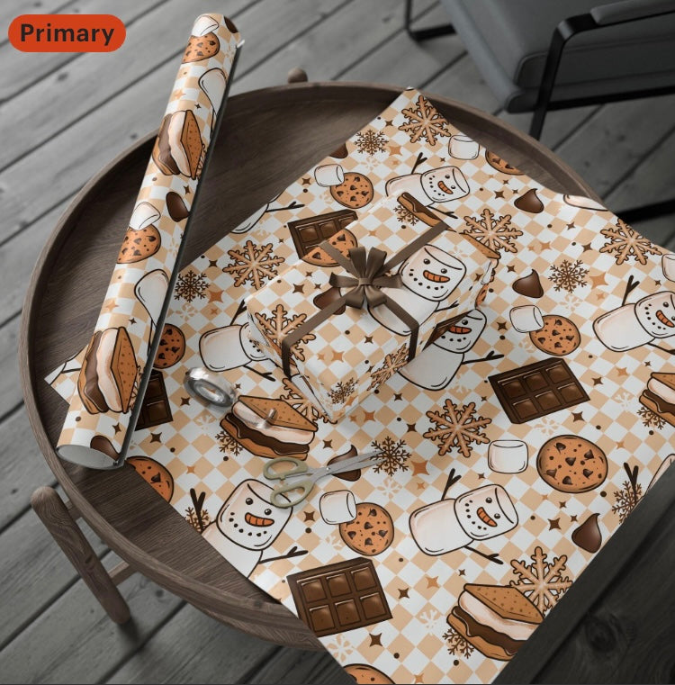 Festive Wrapping Paper- Snowman S'mores