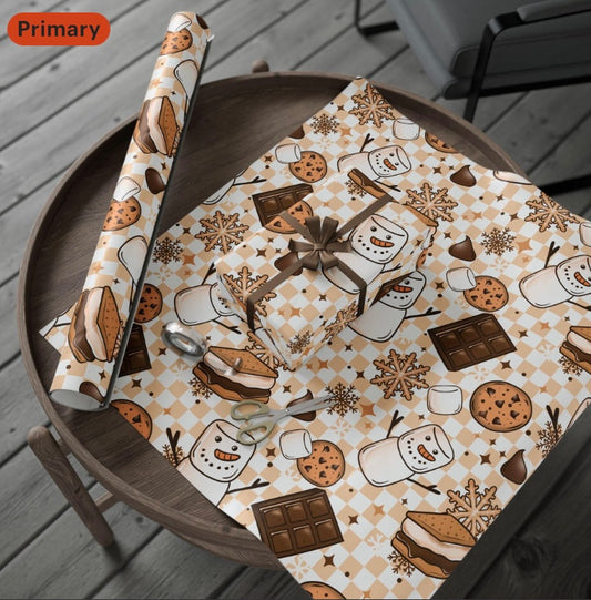 Festive Wrapping Paper- Snowman S'mores