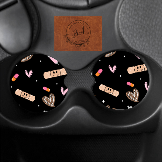 Nurse Seamless Colors Print Car Coaster Set