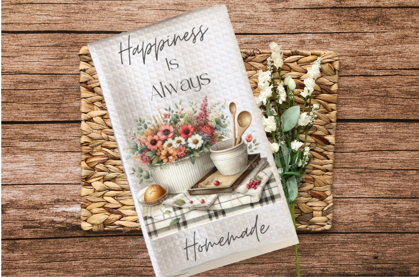 Happiness is Always Homemade Kitchen Waffle Towel