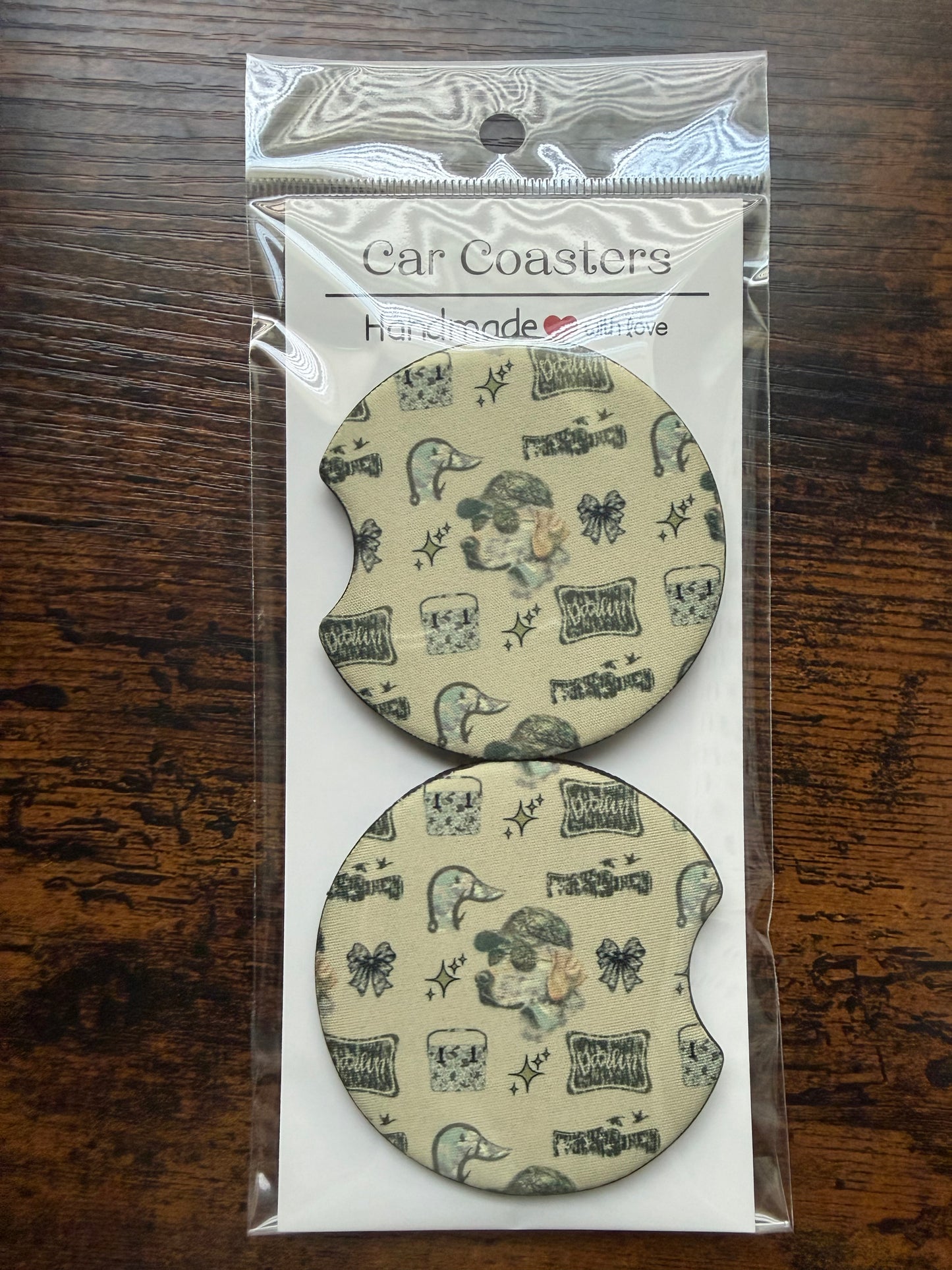 Camo Hunting Dog Seamless Car Coaster Sets