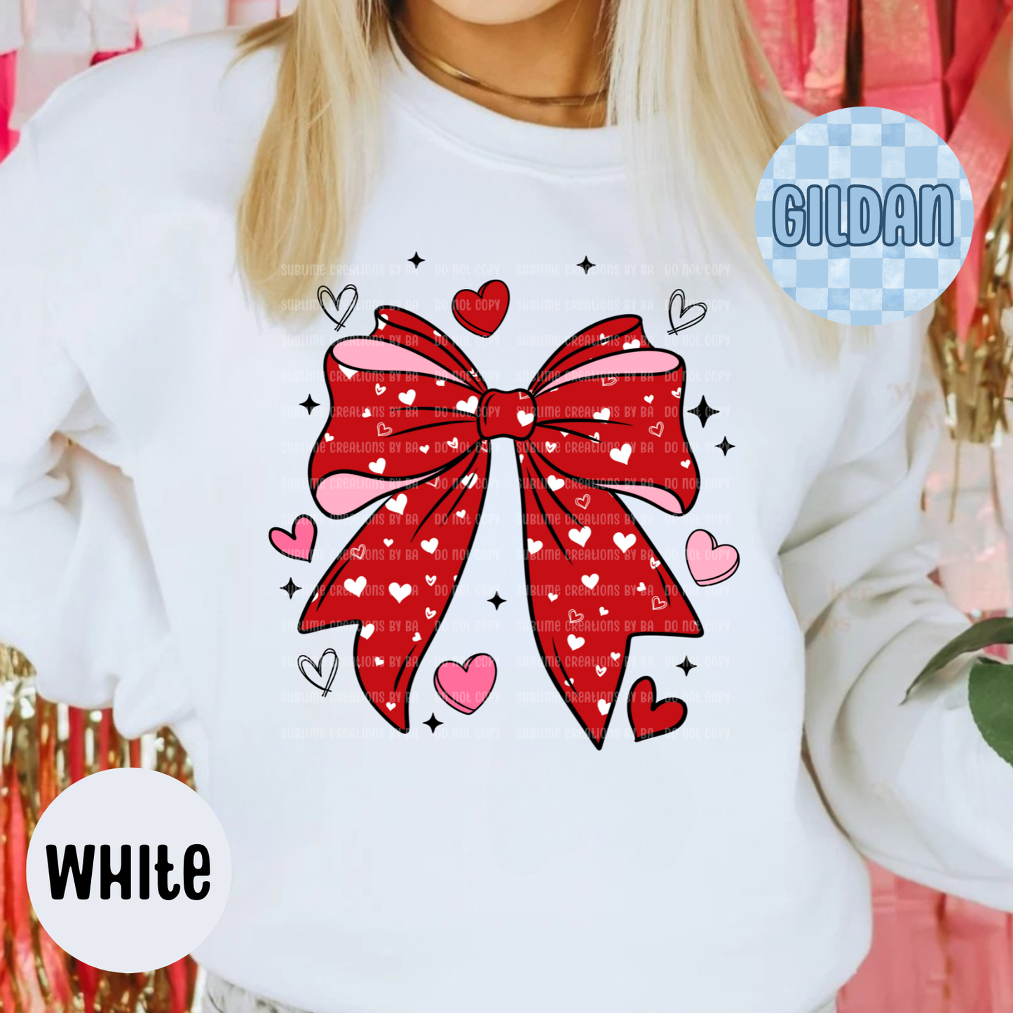 Heart Bow Adult Sweatshirt, Valentine Shirt