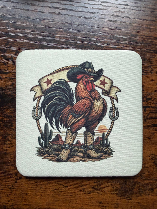 Cowboy Rooster Western Desk Coaster