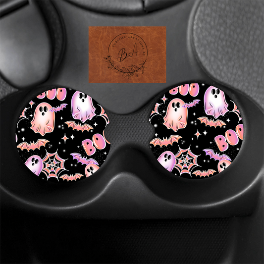 Boo Print Car Coaster Set