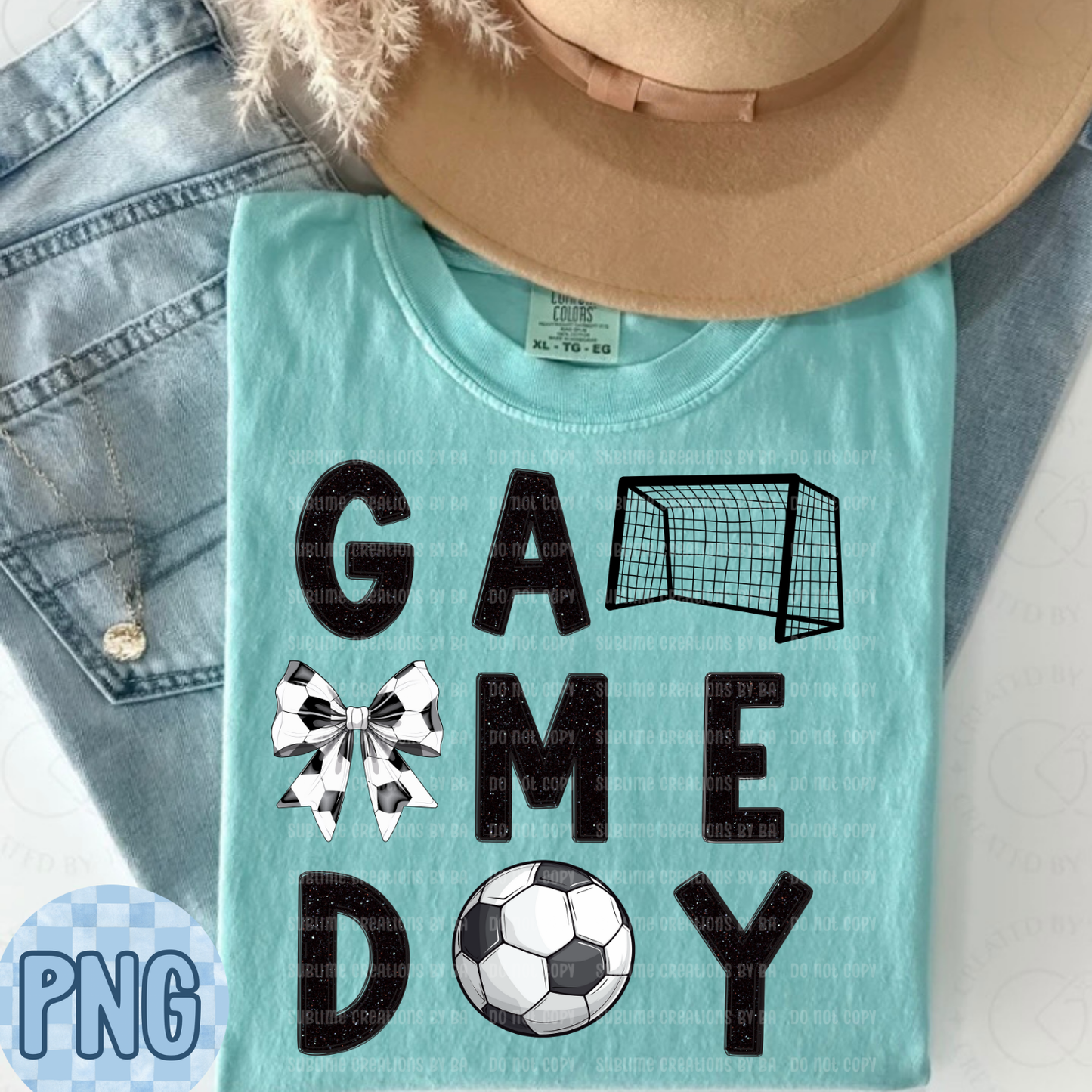 Game Day Glittered Soccer PNG Digital File ONLY
