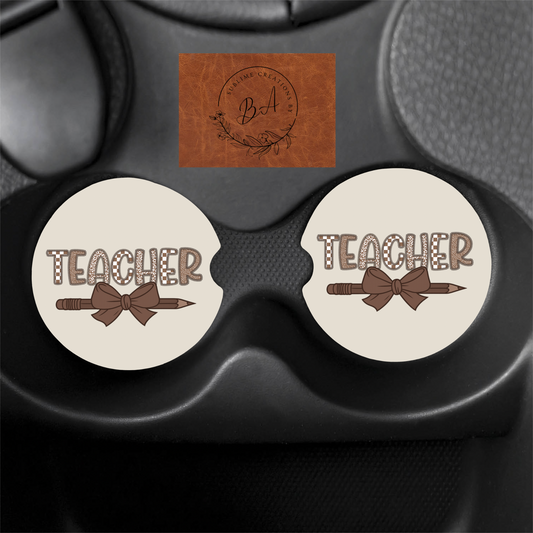 Teacher Print Car Coaster Set