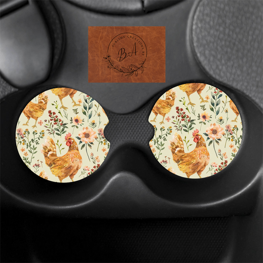 Cute Chicken Car Coaster Set