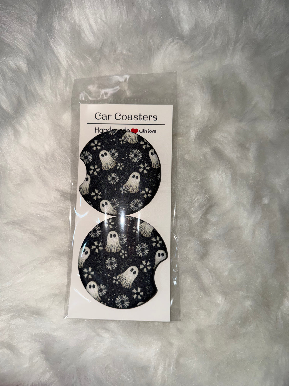 Floral Ghost Seamless Car Coaster Set