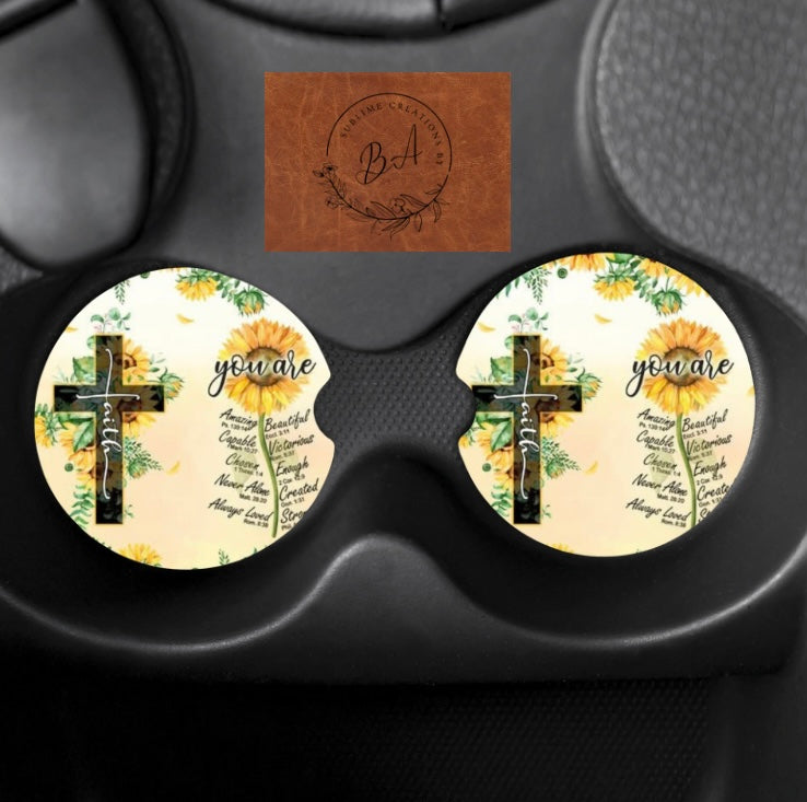 You are… Faith Car Coaster Set