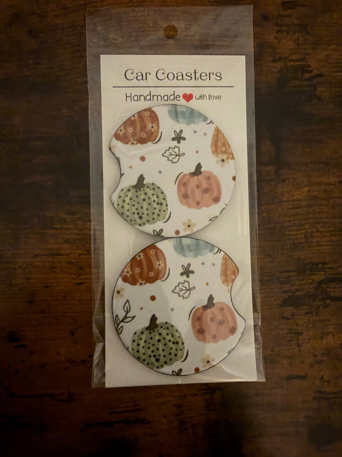 Fall Pumpkins Car Coaster Set