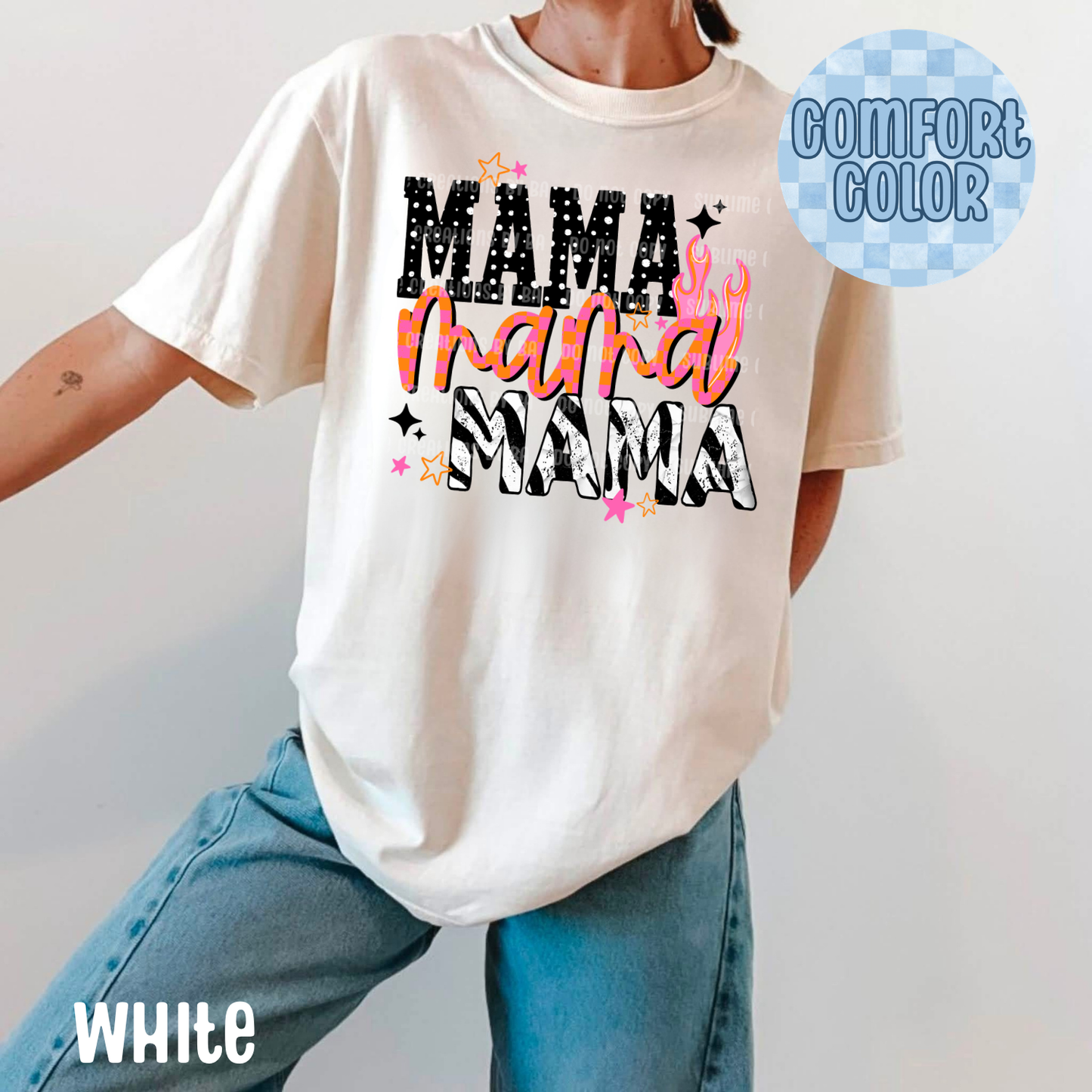 Mama Pink and Orange Zebra Apparel