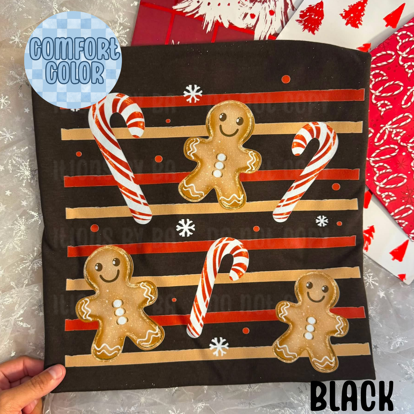 Gingerbread and Candy Cane Stripe Apparel