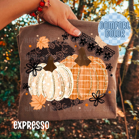 Glitter Pumpkins with Lace Apparel
