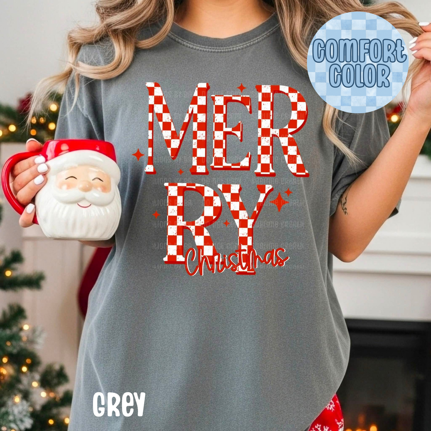 Merry Christmas Checker Apparel