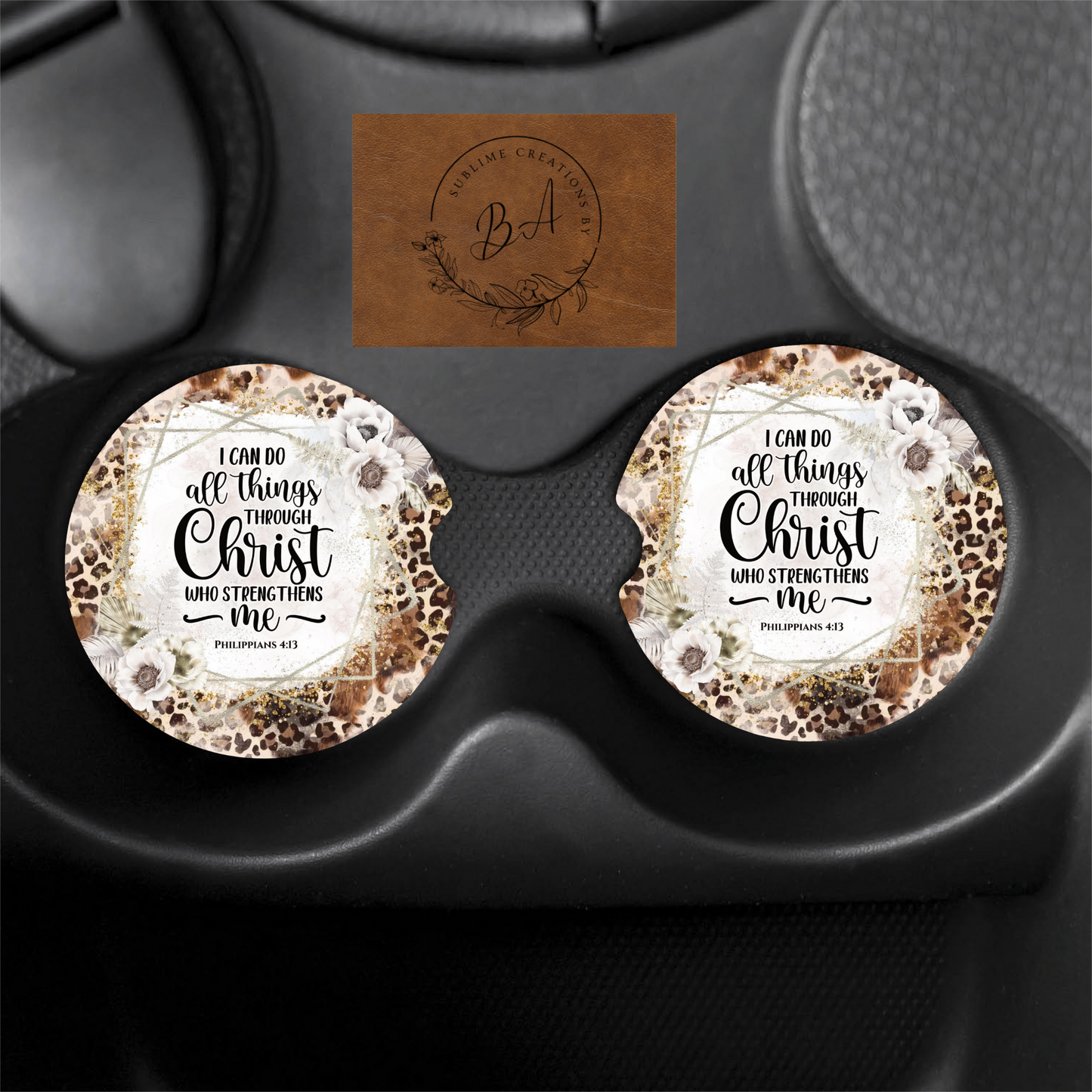 Christ Print Car Coaster Set